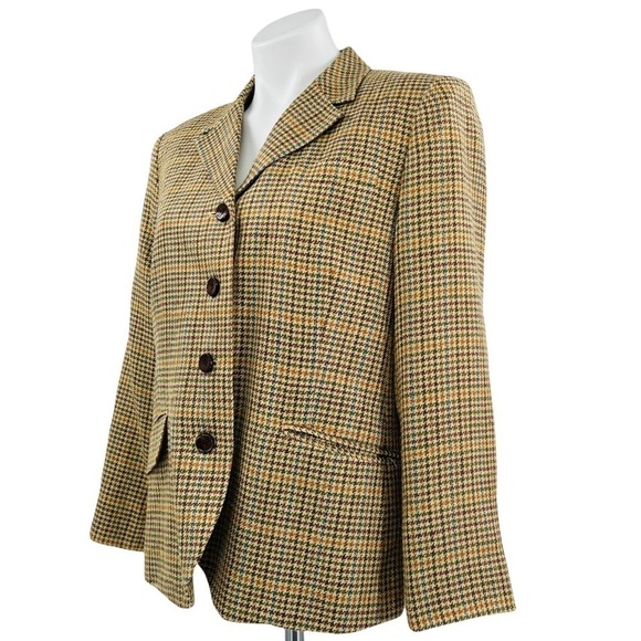 ORVIS Multicolored Houndstooth Button Down Woven Silk Blazer Size 10 - Picture 4 of 11